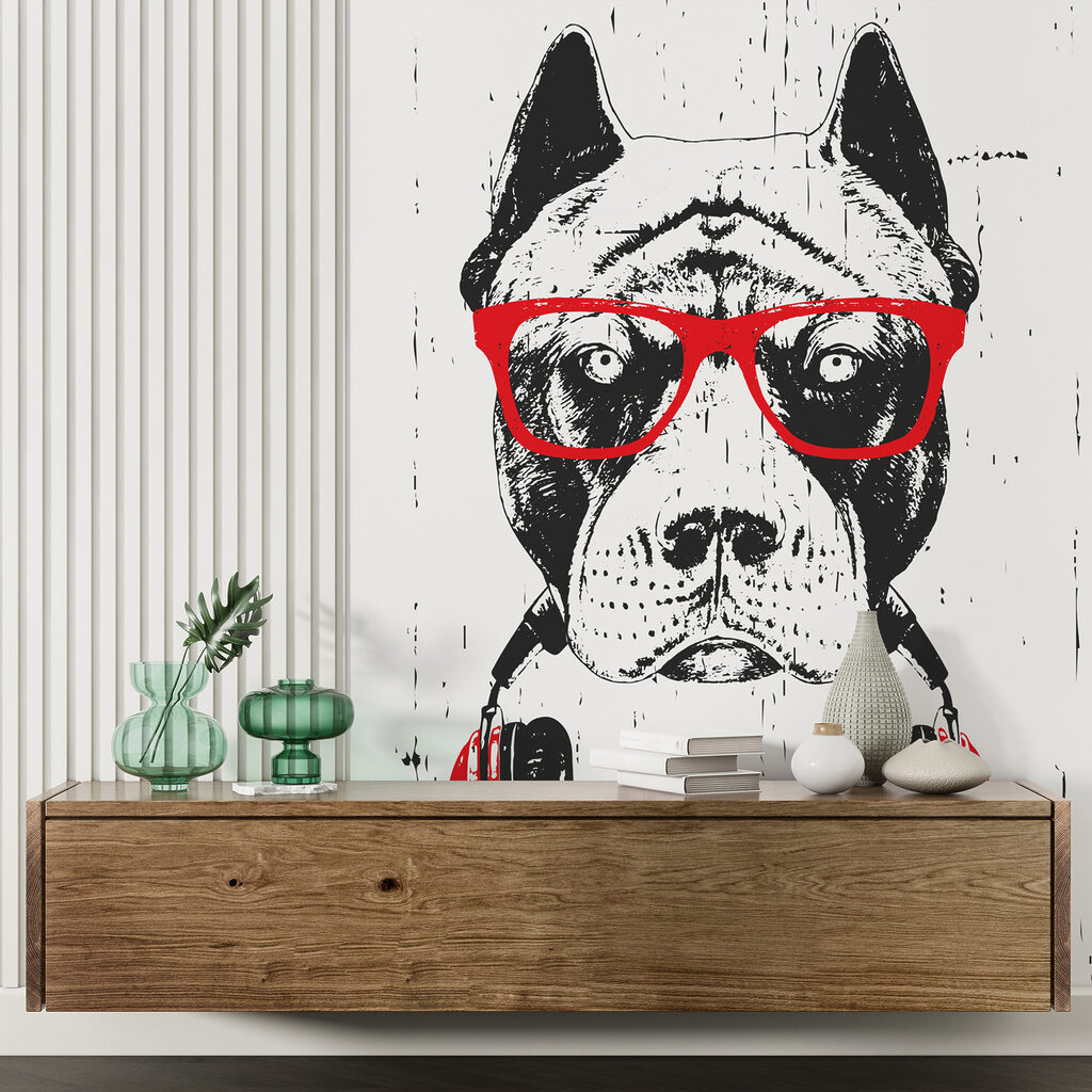 Perro con auriculares rojos — interior 5