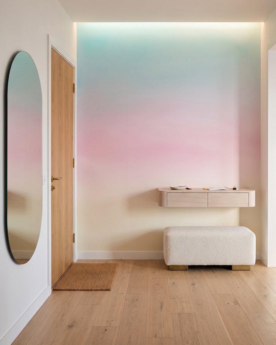 Horizonte suave en pastel en un interior