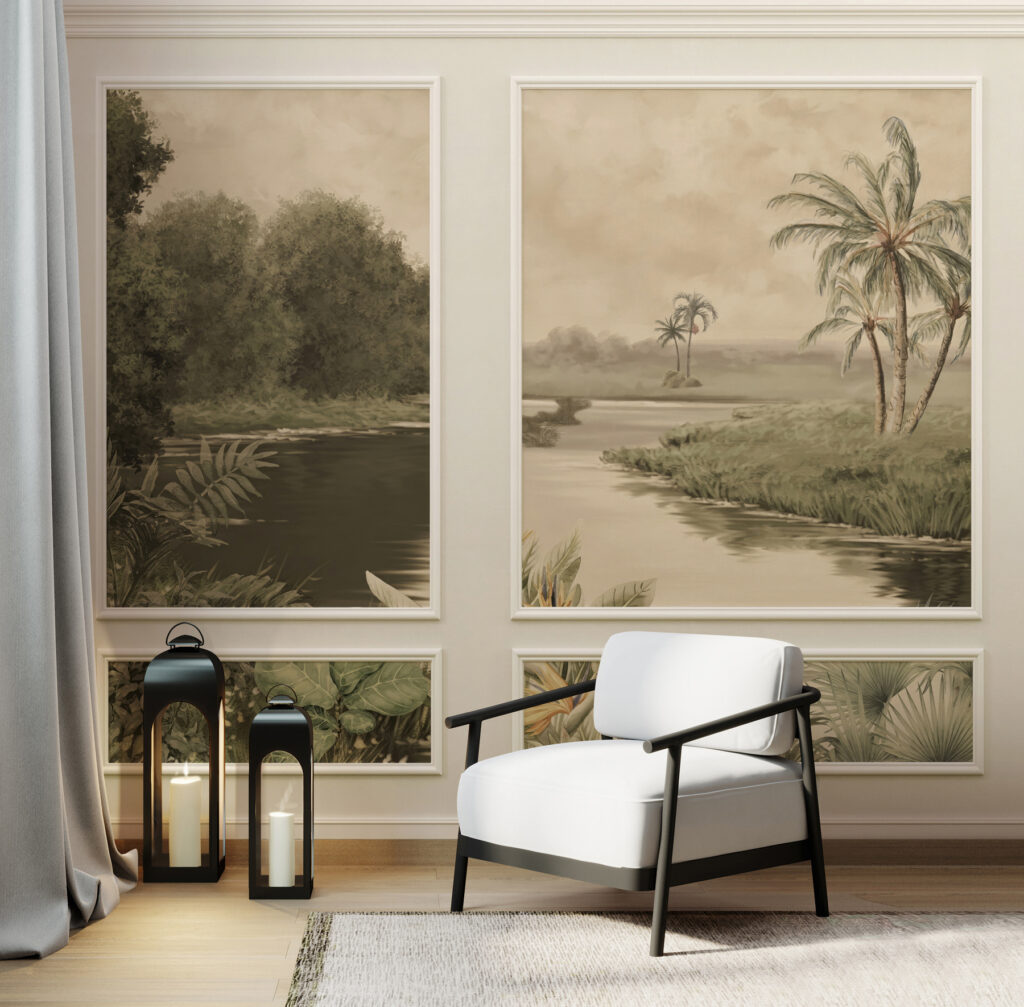 Río tropical con paneles — interior 1