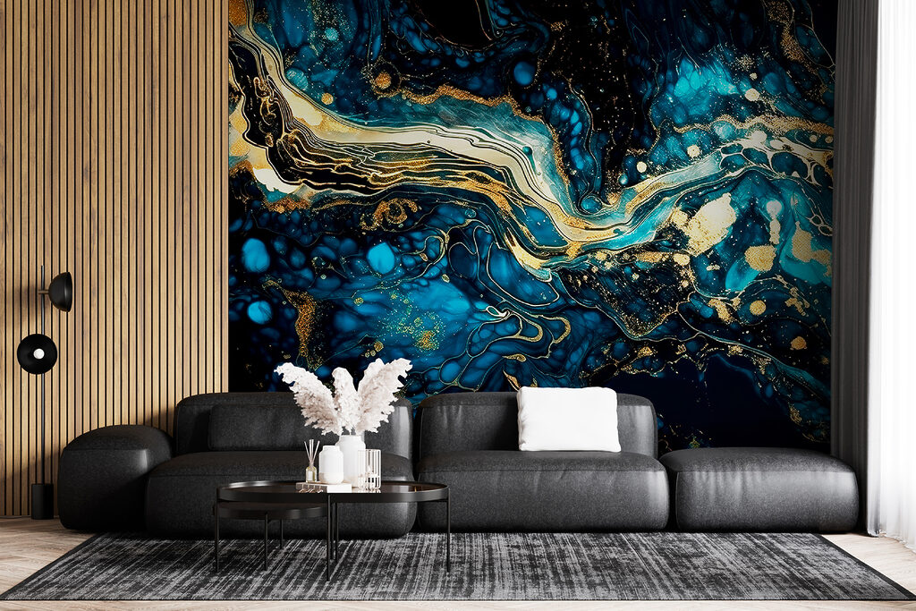 Vetas doradas sobre azul — interior 5