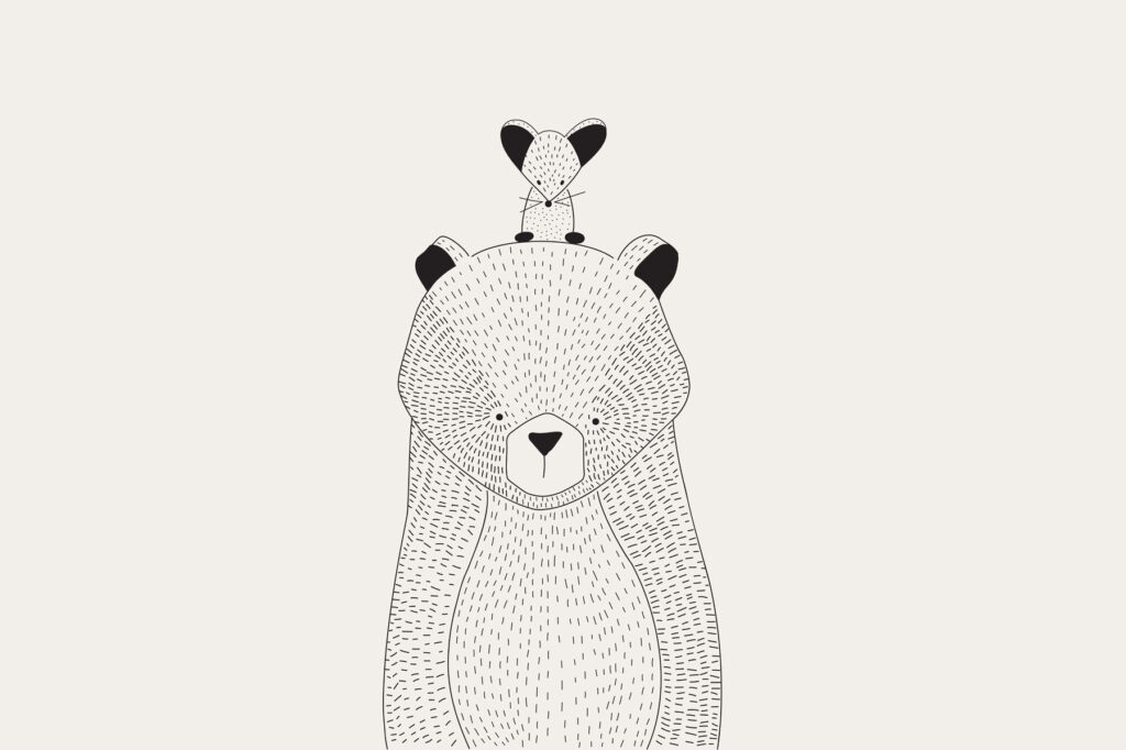 Ratoncito sobre un oso — diseño completo