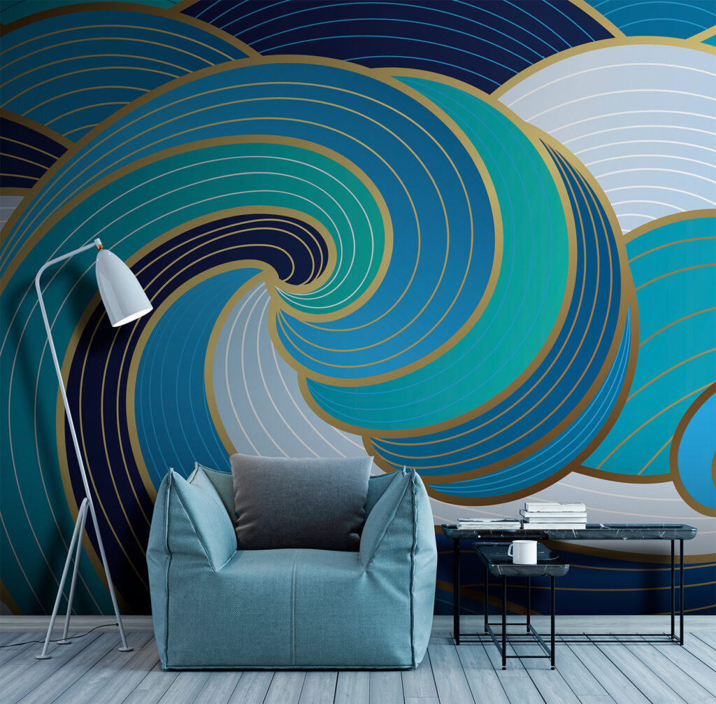 Olas azules y doradas — interior 2