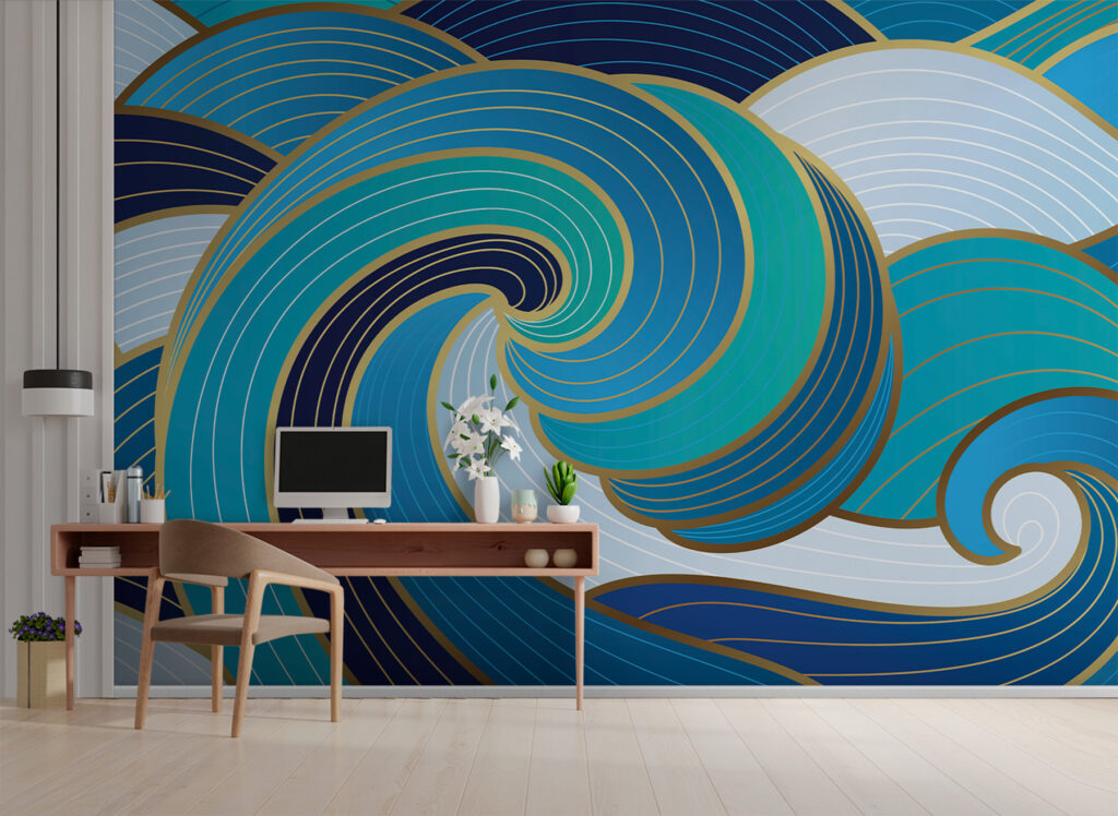 Olas azules y doradas — interior 1