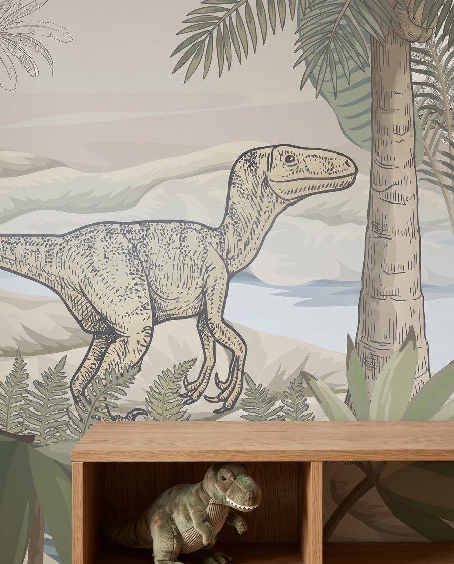 Dinosaurios junto al estanque — detalle