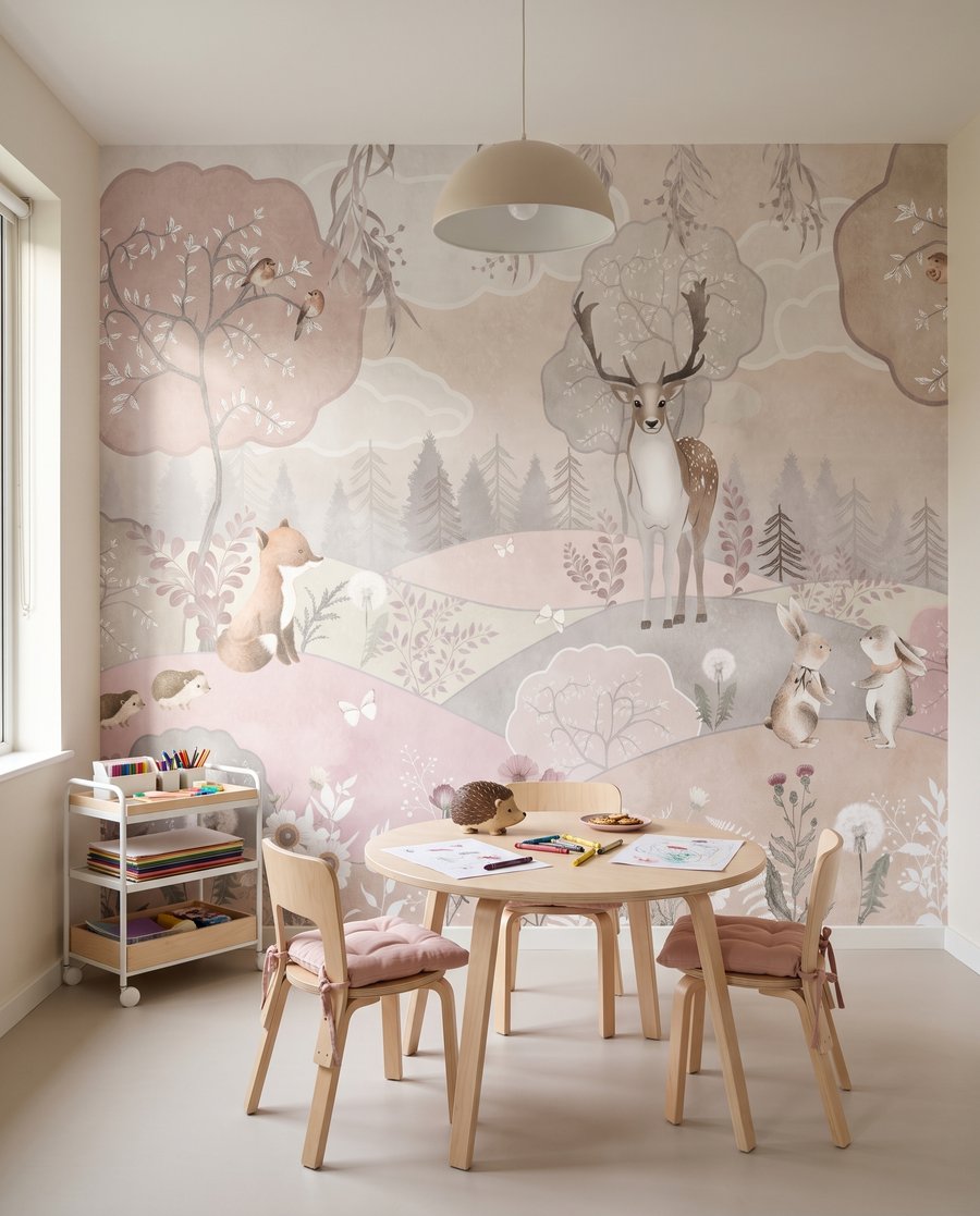 Animales en colinas rosas — interior 4