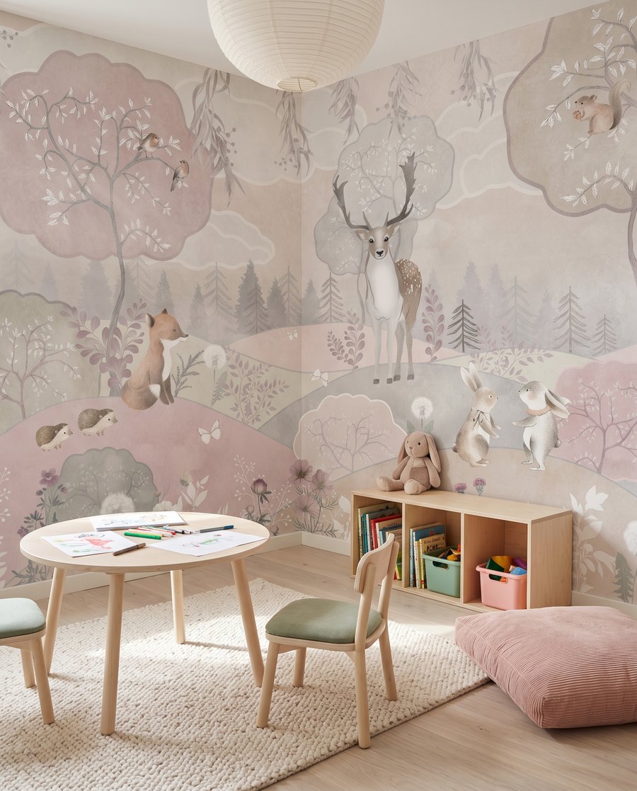 Animales en colinas rosas — interior 5