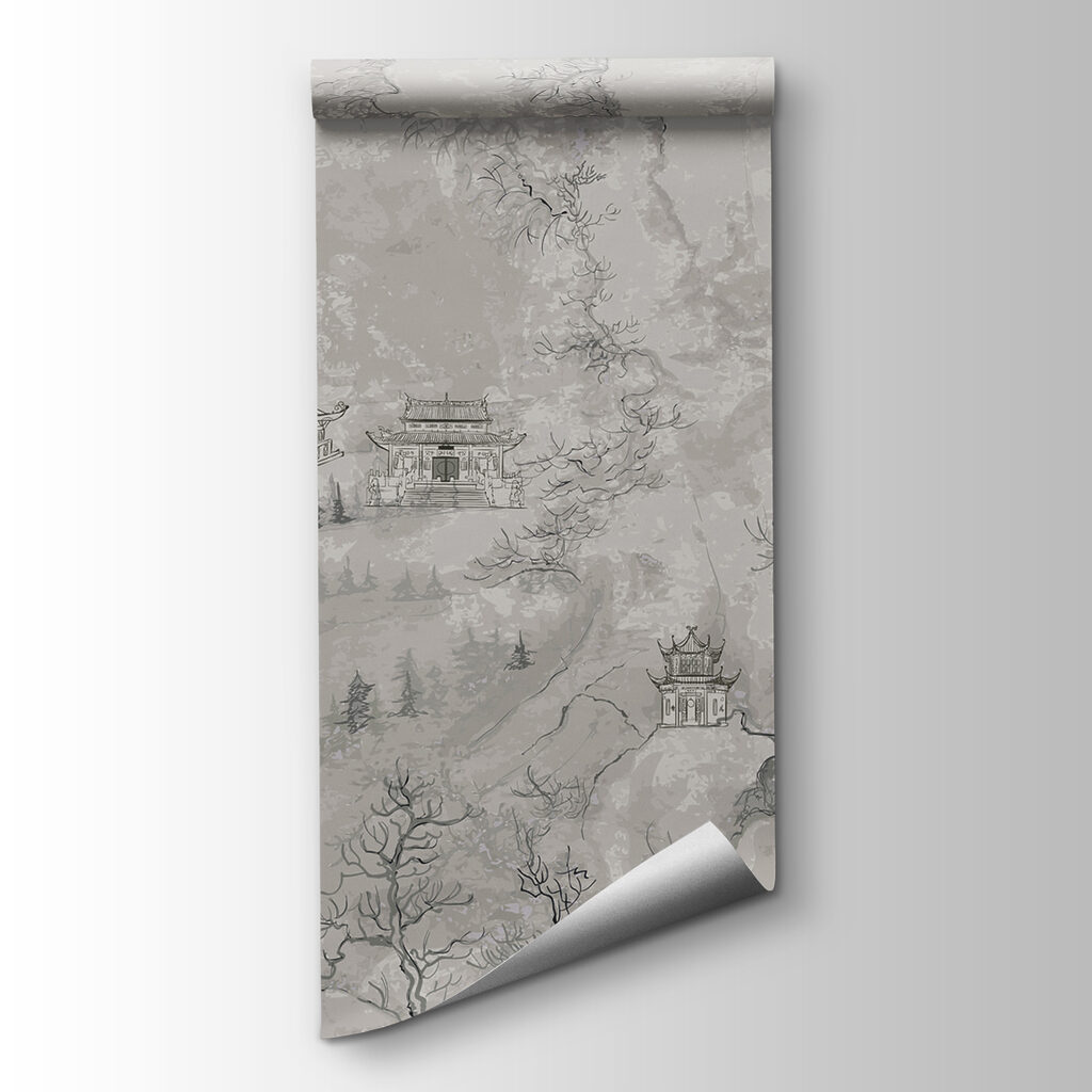 Pagodas en dibujo gris — vista del producto