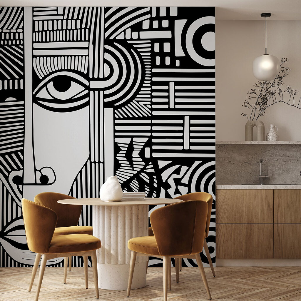 Rostro alargado entre líneas — interior 4