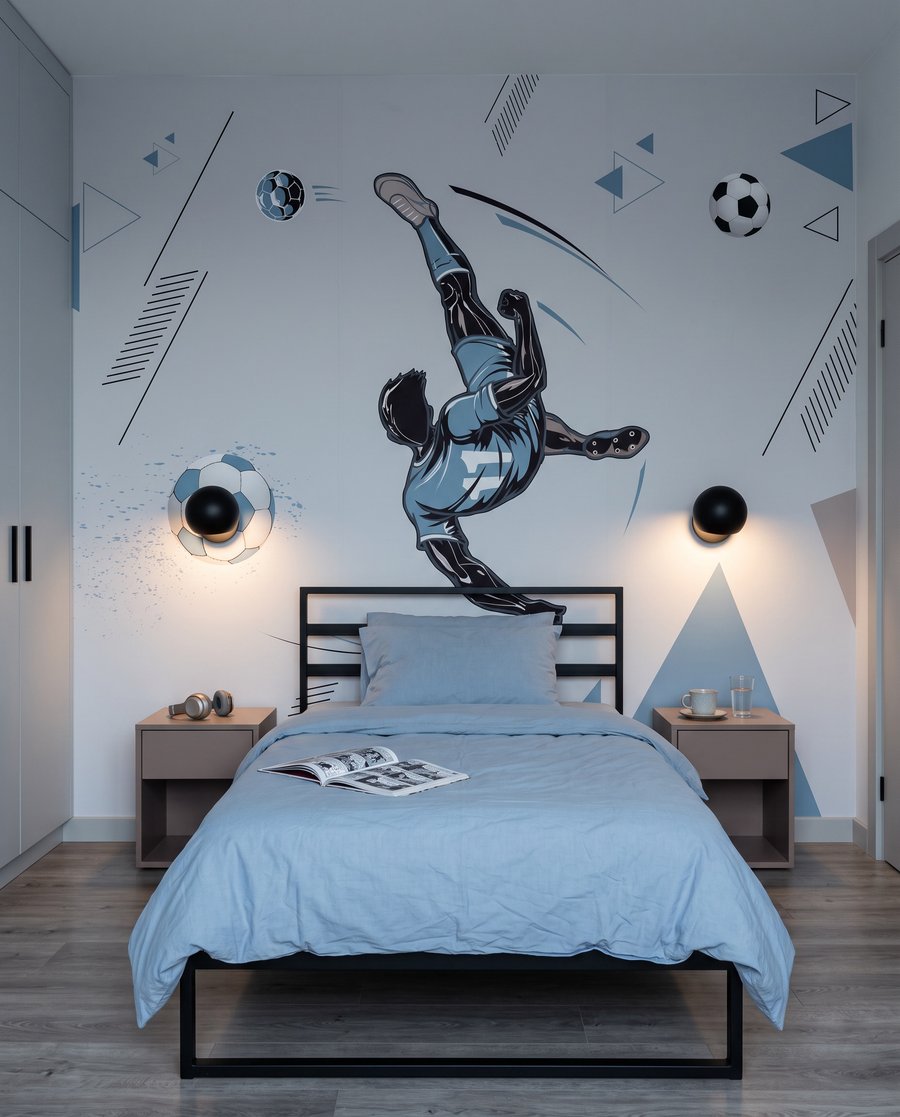 Futbolista en salto azul — interior 4