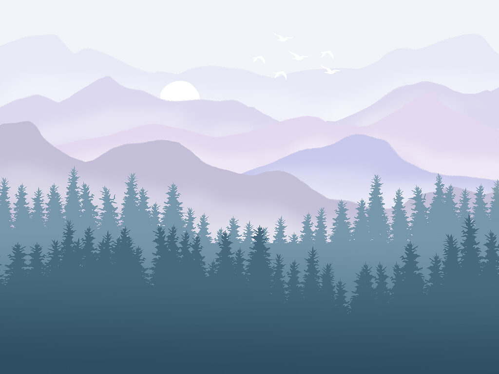 Pinos y montañas — diseño completo