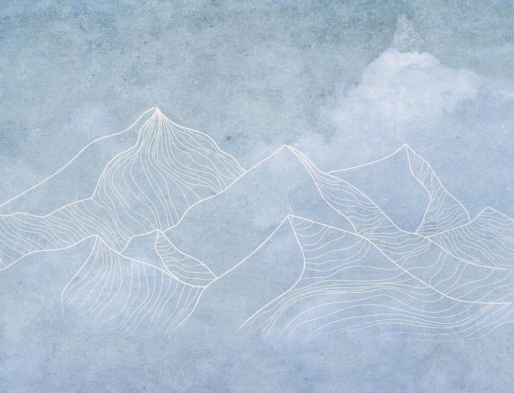 Montañas en líneas blancas — diseño completo