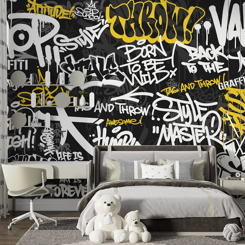 Grafiti amarillo sobre negro — interior 3