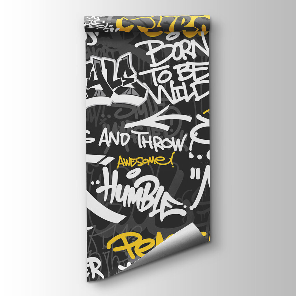 Grafiti amarillo sobre negro — vista del producto