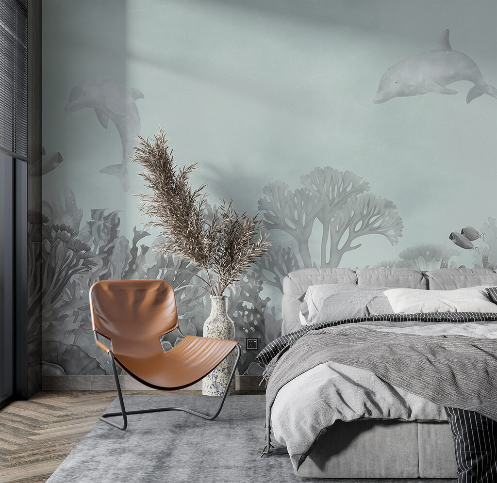 Delfines sobre corales — interior 2