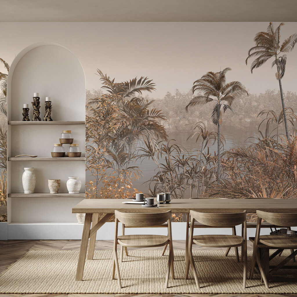 Palmeras en niebla cálida — interior 3