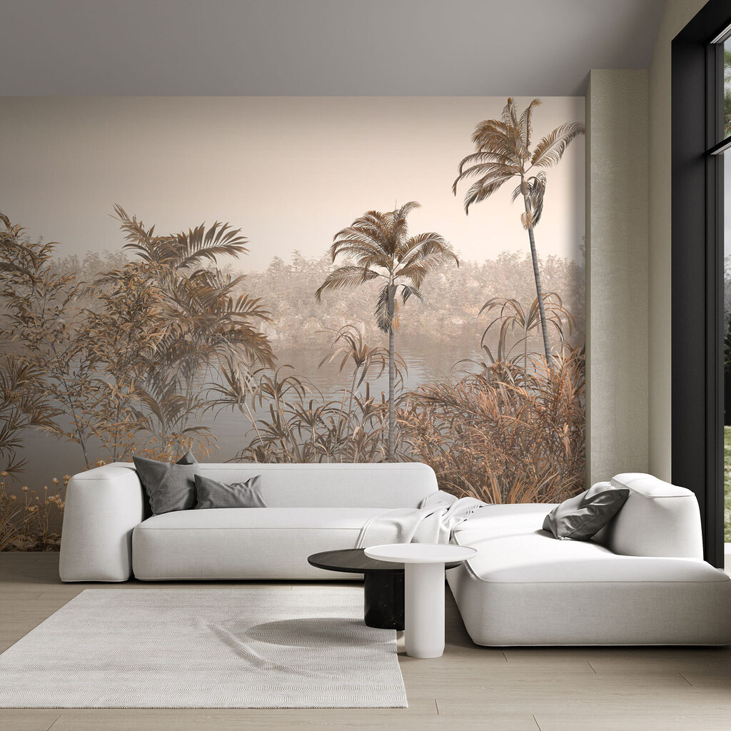 Palmeras en niebla cálida — interior 1