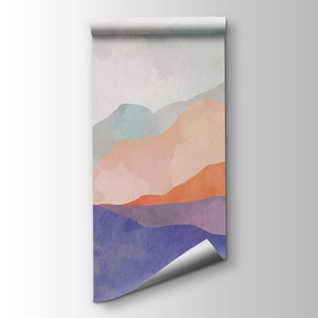 Montañas moradas, horizonte naranja — vista del producto