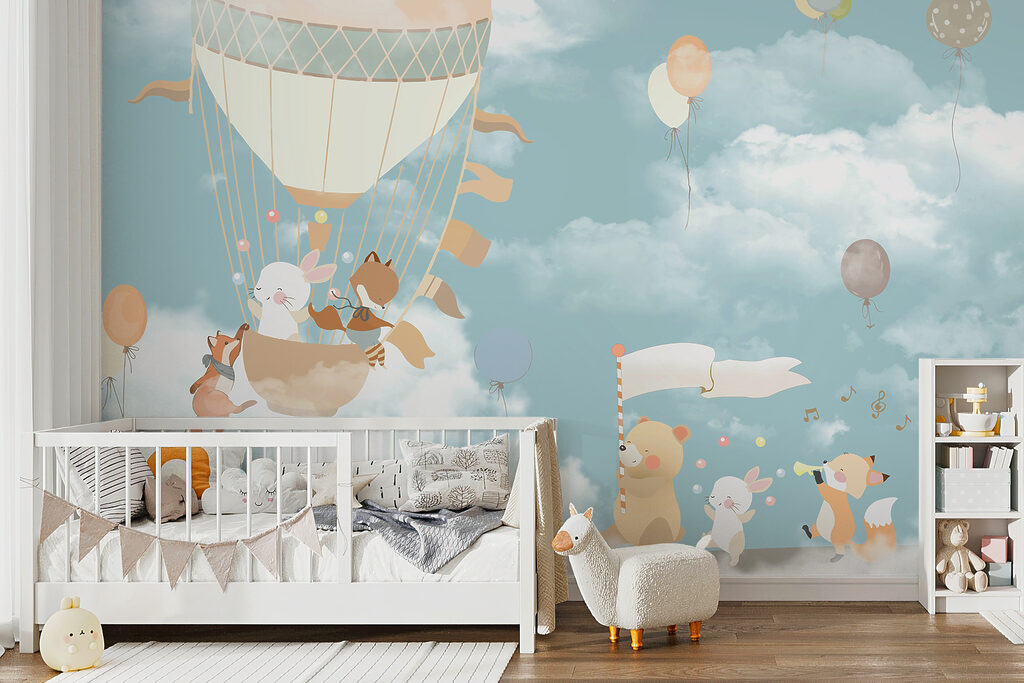 Viaje sobre las nubes en un interior