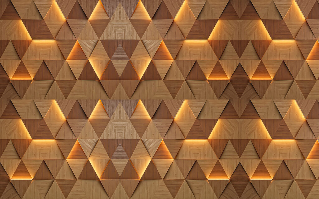 Triángulos con luz ámbar — diseño completo
