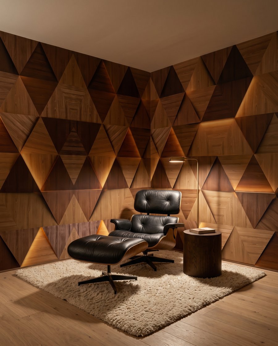 Triángulos con luz ámbar — interior 3