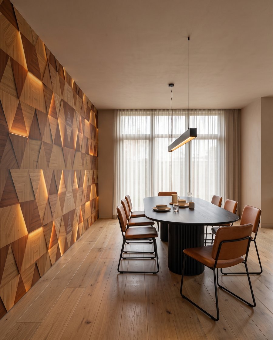Triángulos con luz ámbar — interior 5