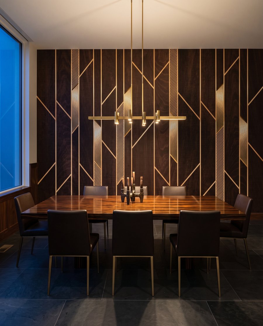 Líneas doradas sobre marrón — interior 5