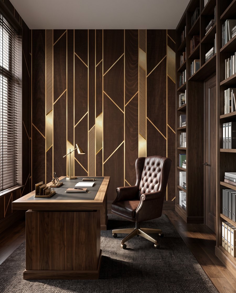 Líneas doradas sobre marrón — interior 7