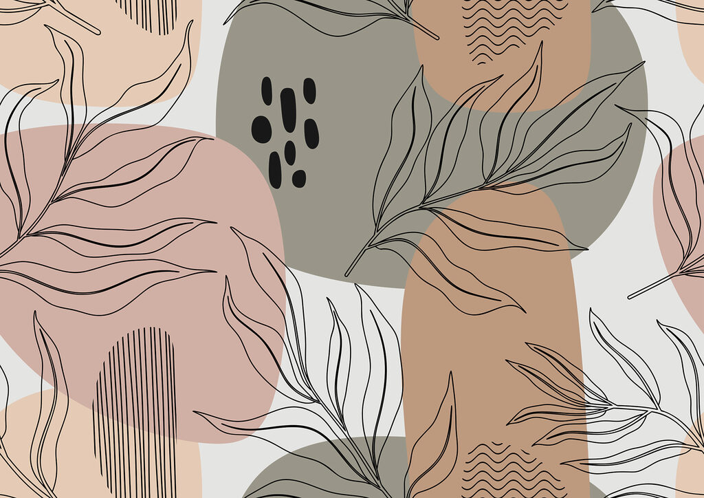 Hojas sobre formas suaves — diseño completo
