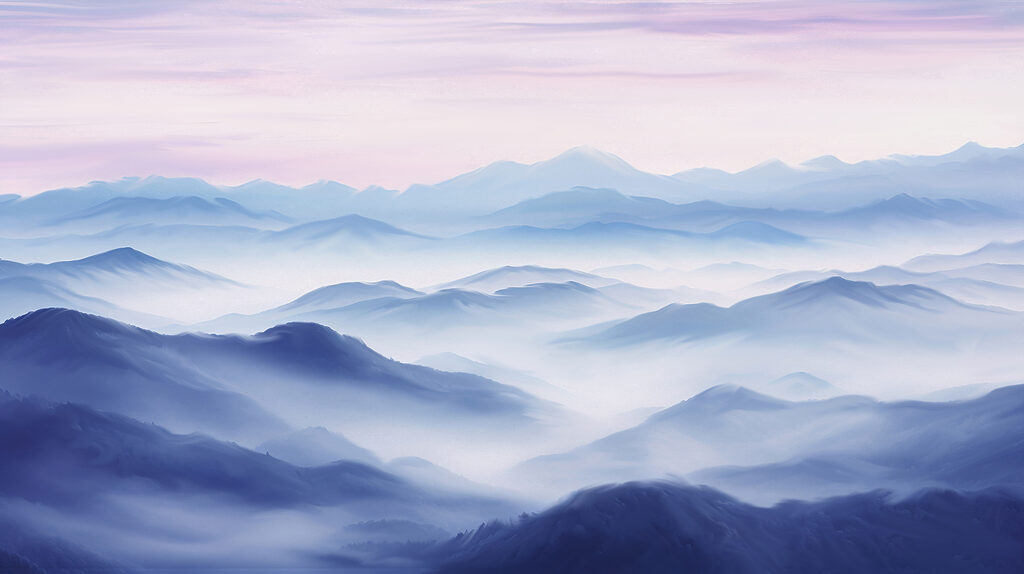 Crestas azules al amanecer — diseño completo