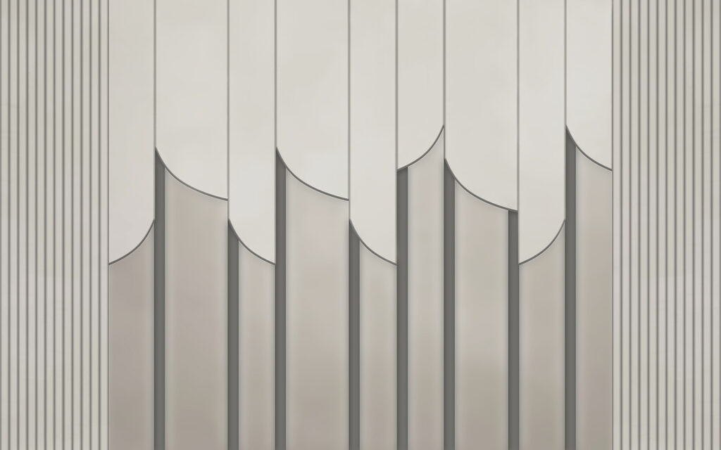 Paneles curvos en crema — diseño completo