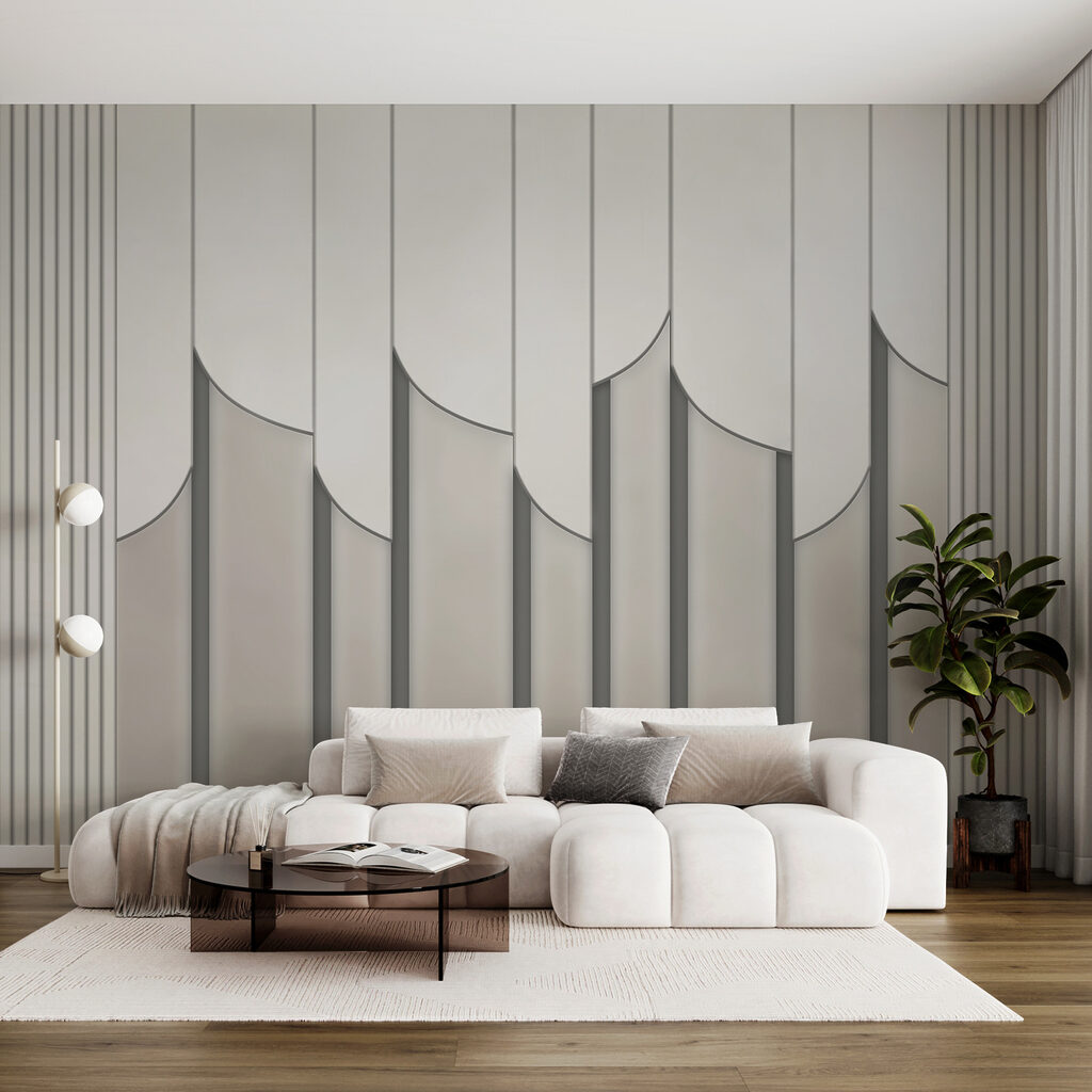 Paneles curvos en crema — interior 1