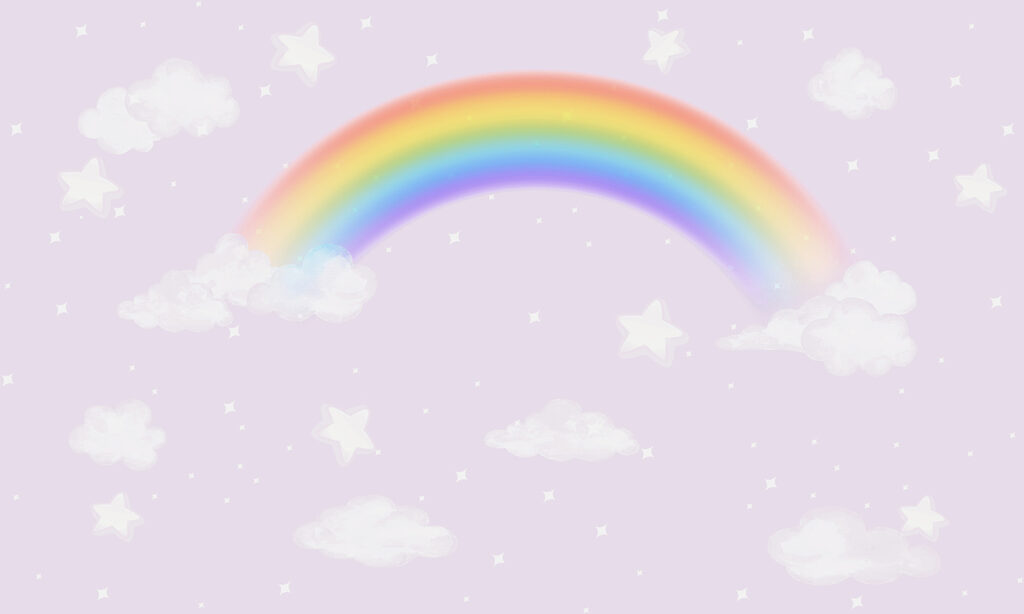 Arcoíris entre nubes — diseño completo