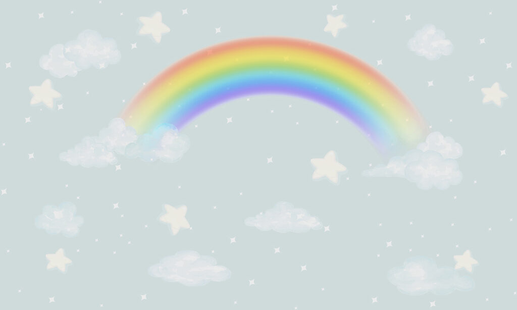 Arcoíris entre nubes — diseño completo