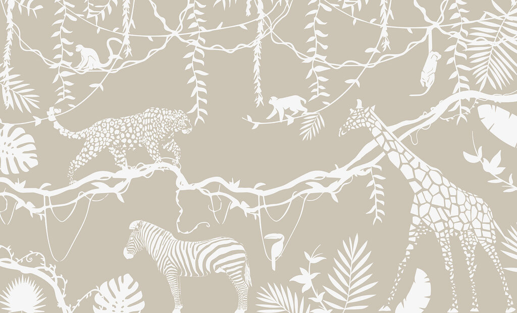 Animales en contornos blancos — diseño completo