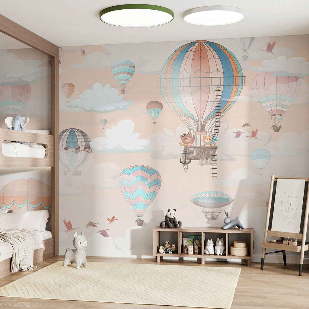 Globos pastel entre nubes — interior 1