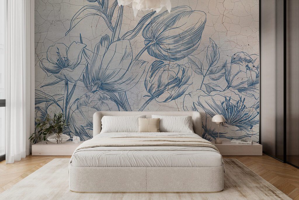 Flores azules sobre grietas — interior 2