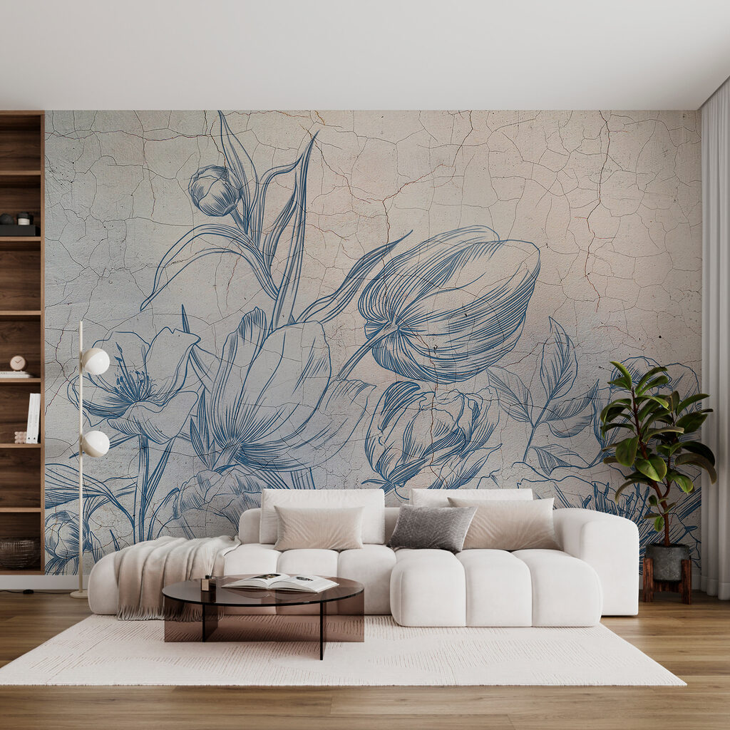 Flores azules sobre grietas — interior 3