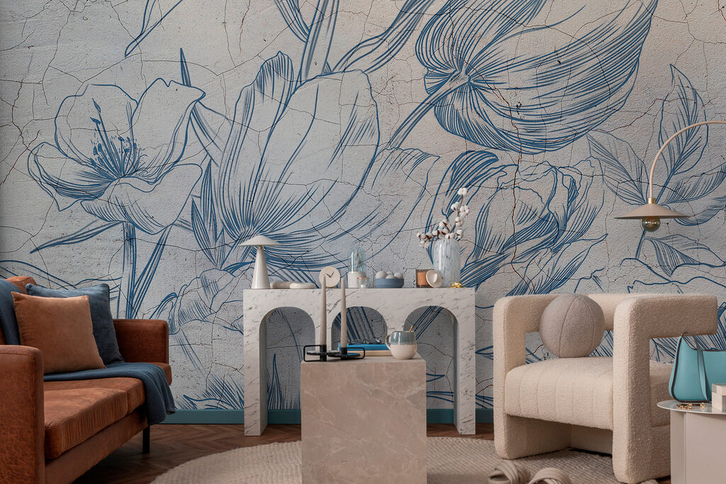 Flores azules sobre grietas — interior 4