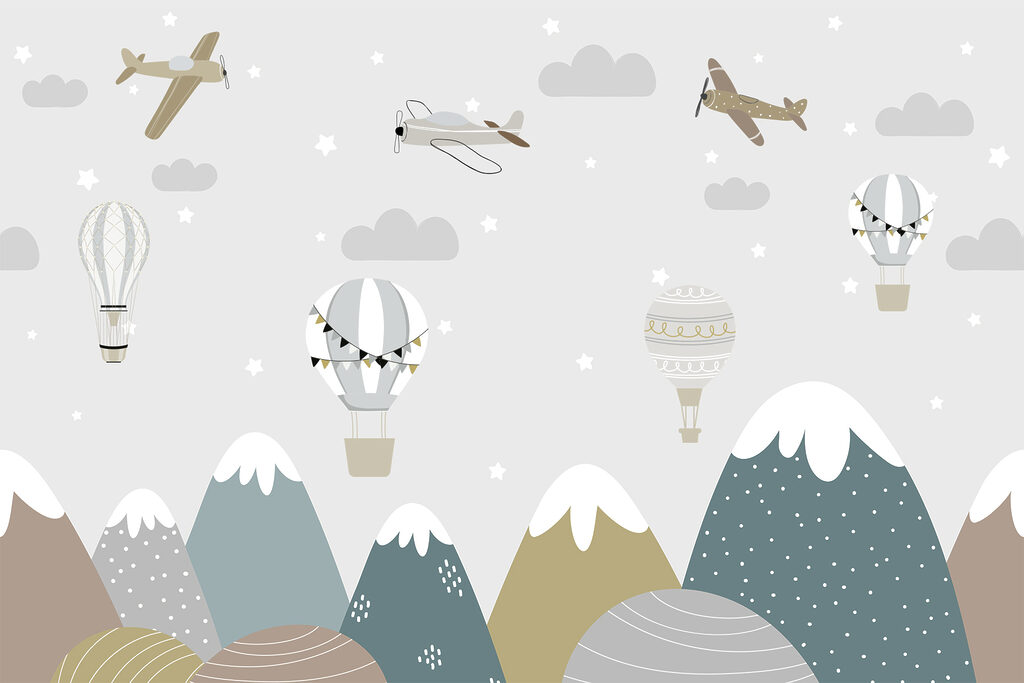 Aviones sobre montañas — diseño completo