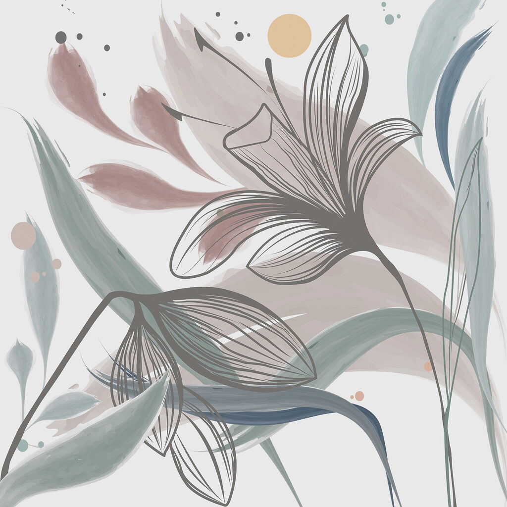 Flores entre manchas — diseño completo