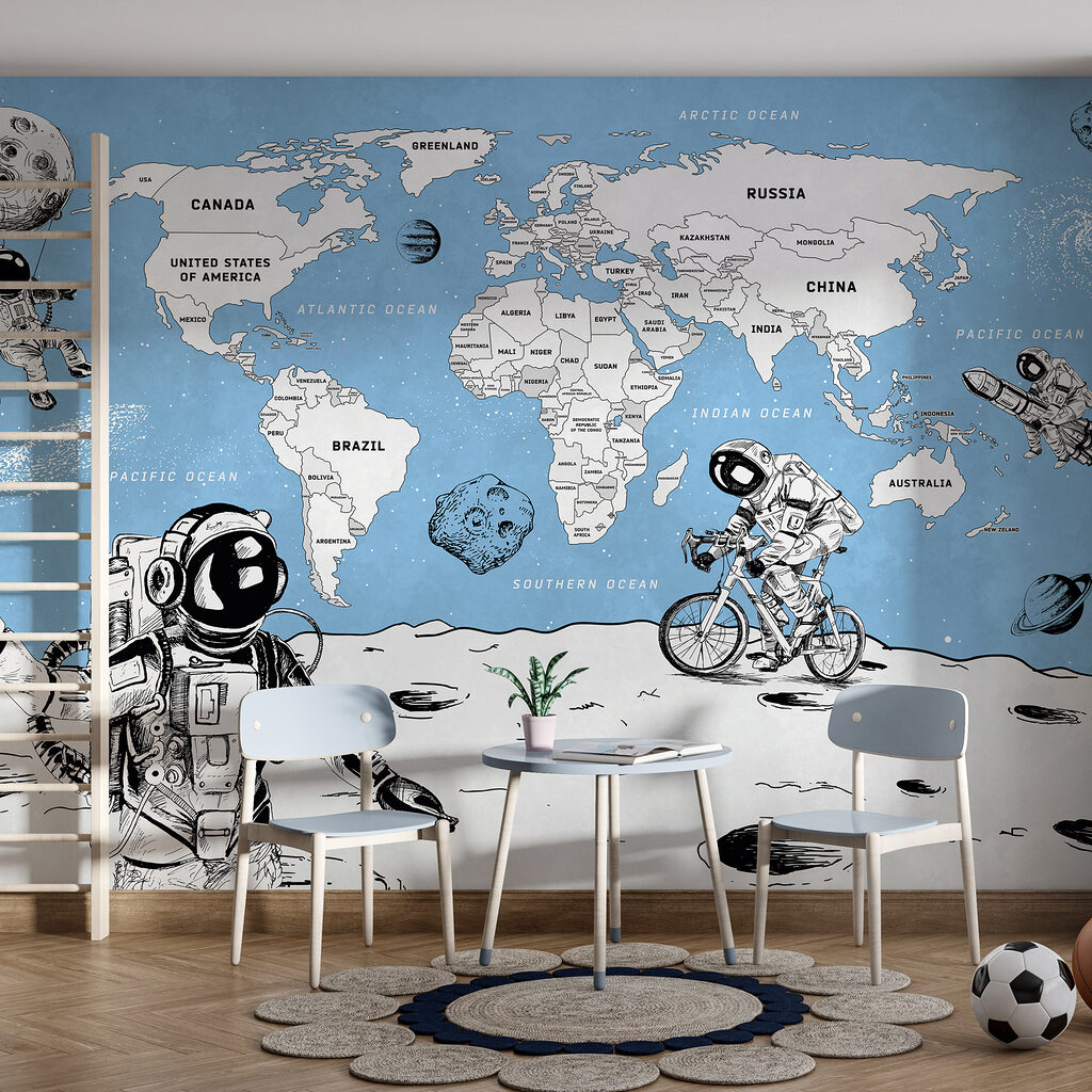 Astronautas ante un mapa — interior 2