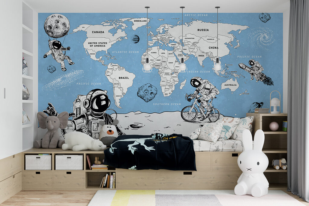 Astronautas ante un mapa — interior 3