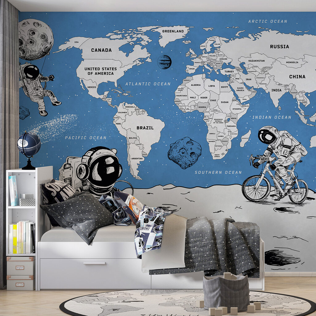 Astronautas ante un mapa — interior 2