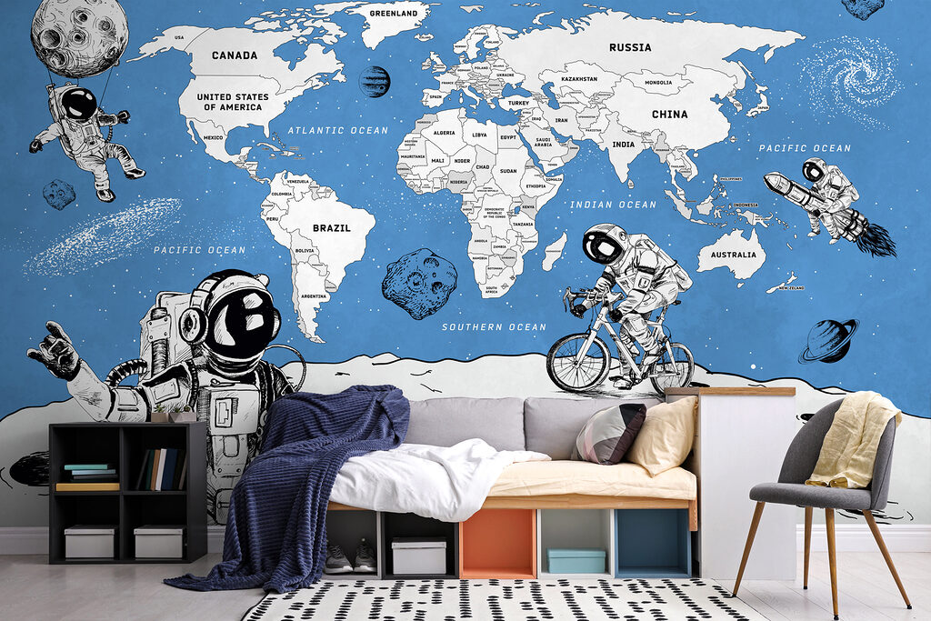 Astronautas ante un mapa — interior 3