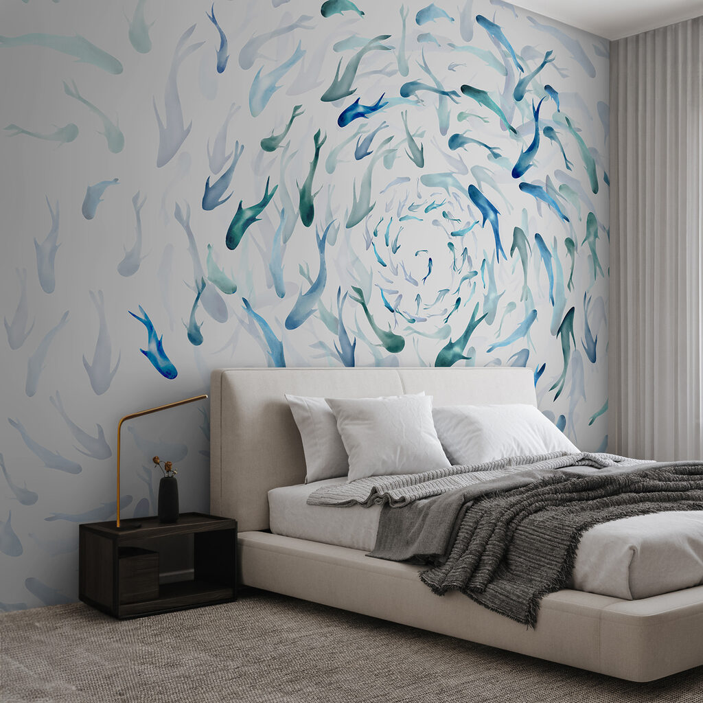 Peces en un remolino en un interior