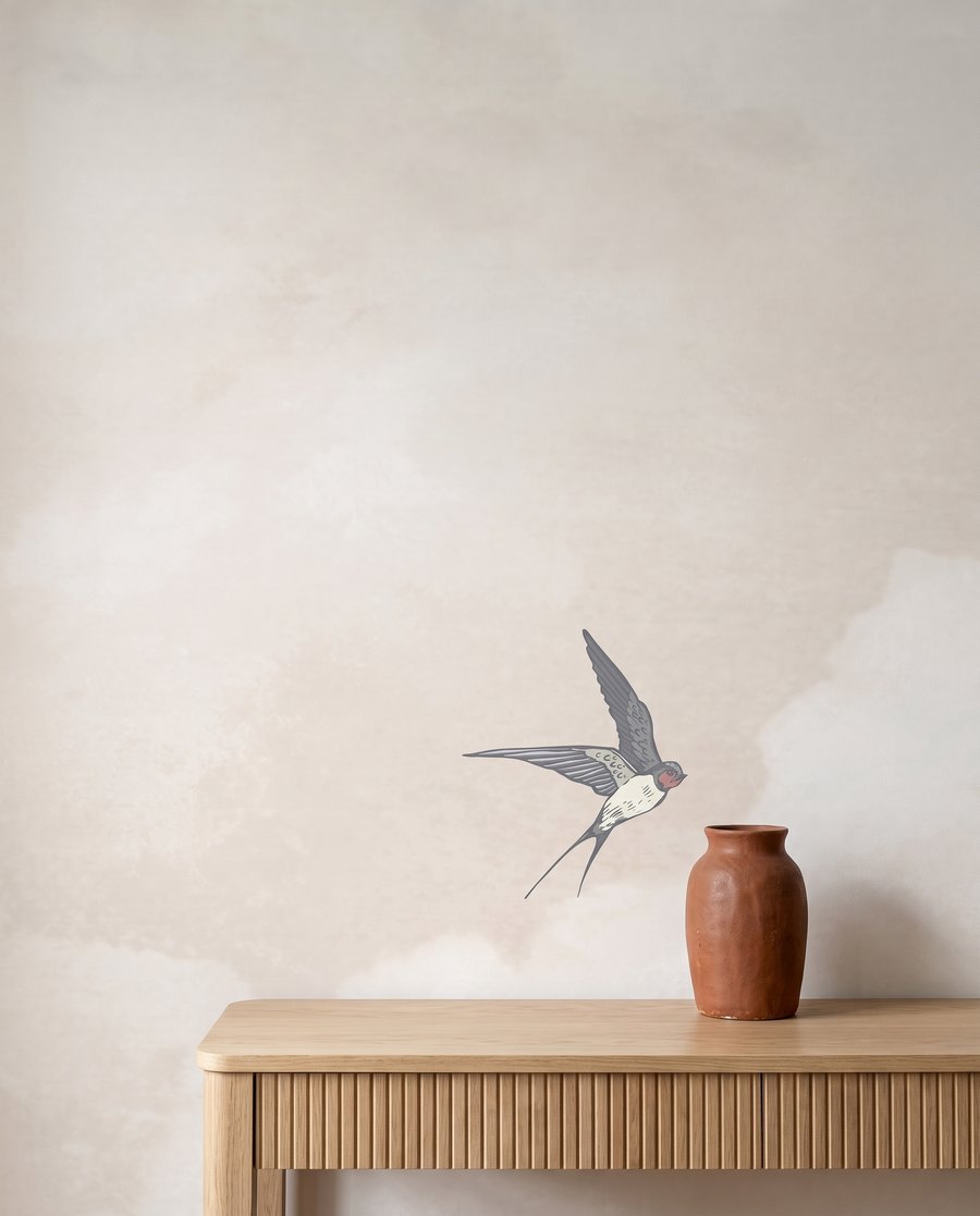 Aves entre nubes — detalle