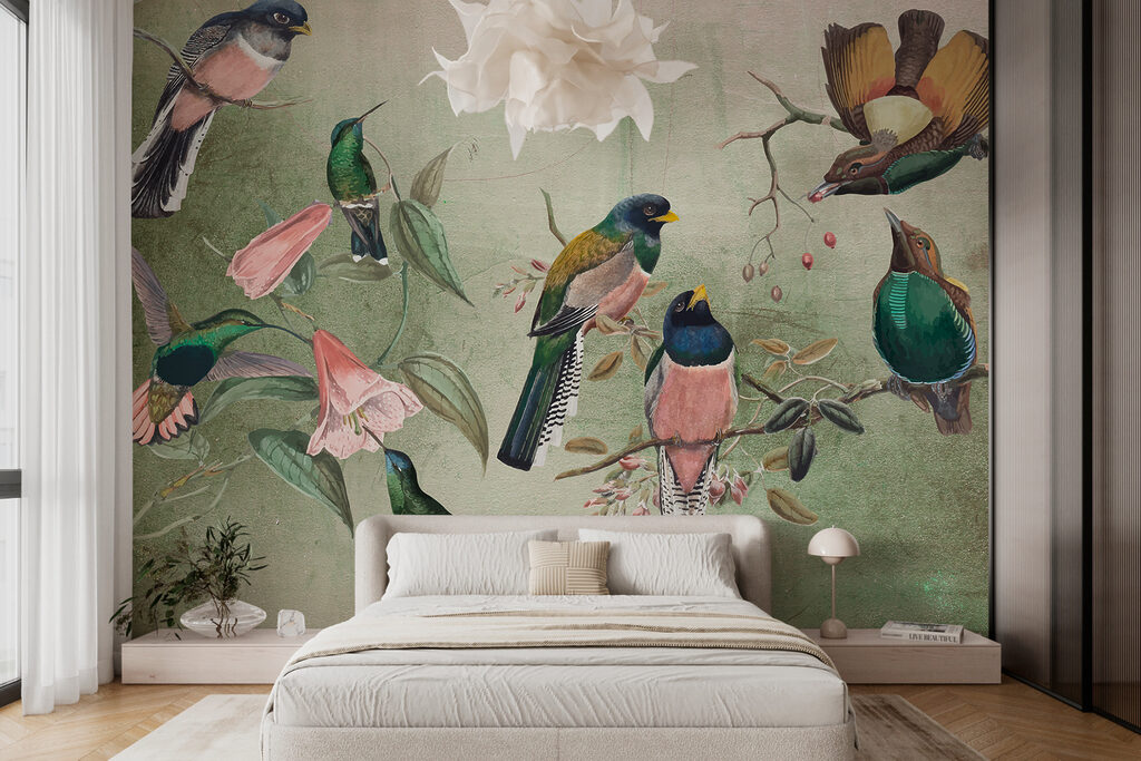 Aves coloridas en ramas — interior 1
