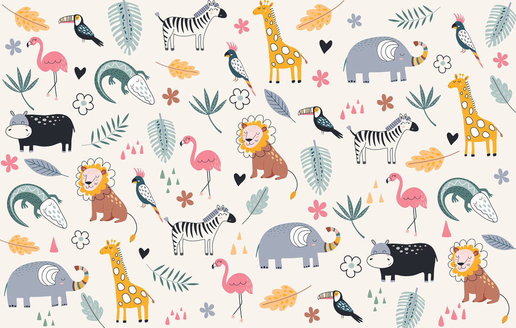 Animales de safari juguetones — diseño completo