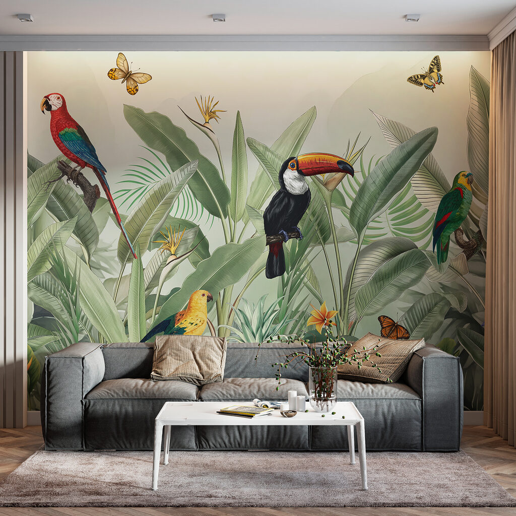 Aves tropicales entre hojas — interior 4