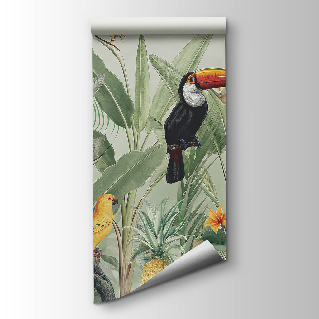 Aves tropicales entre hojas — vista del producto